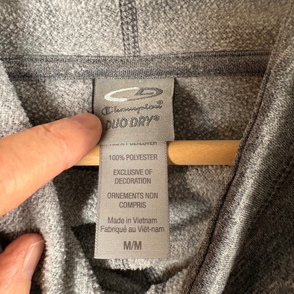 Champion Duo Dry Gray Cropped‎ Hoodie Women's M Funnel Neck Athleisure Sporty - Picture 3 of 9